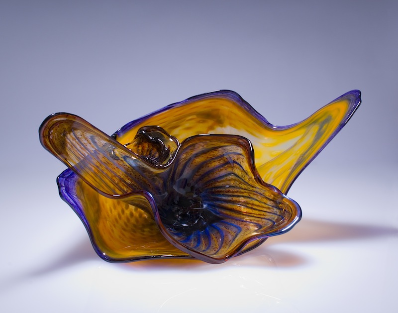 Amber Blown Glass Flowers